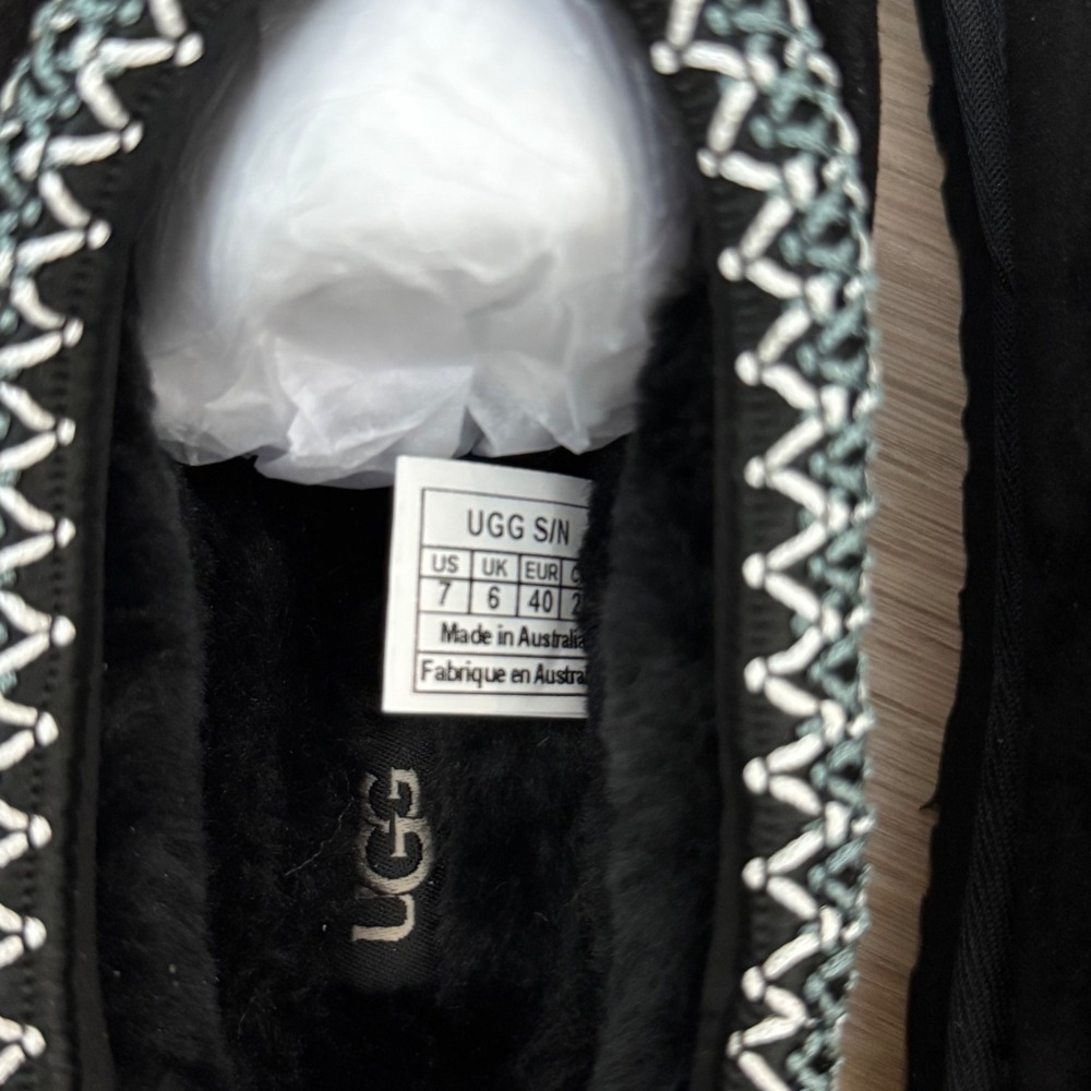 UGG Tasman Black Suede Slippers Embroidered Braid Slip On Shoes US 7 1119102 - Picture 7 of 7